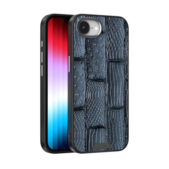 For iPhone 17e / 16e ABEEL Beast Pattern 6D Micro-Embossed MagSafe Genuine Leather Phone Case(Blue)