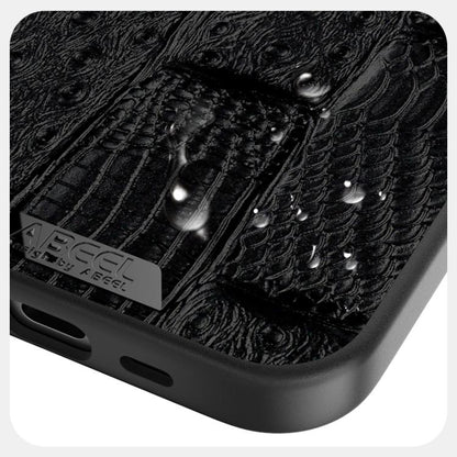 For iPhone 16e ABEEL Beast Pattern 6D Micro-Embossed MagSafe Genuine Leather Phone Case(Blue) - iPhone 16e Cases by buy2fix | Online Shopping UK | buy2fix