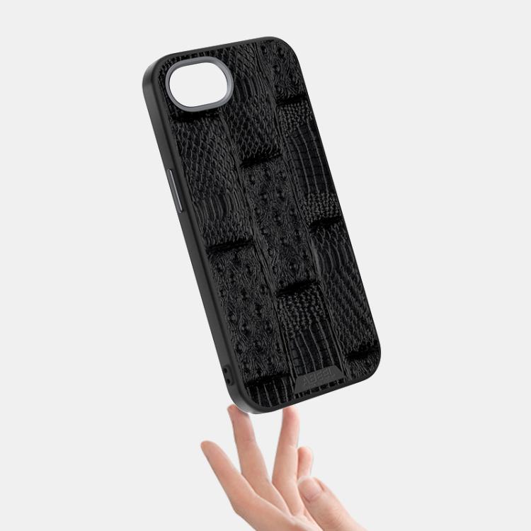 For iPhone 16e ABEEL Beast Pattern 6D Micro-Embossed MagSafe Genuine Leather Phone Case(Blue) - iPhone 16e Cases by buy2fix | Online Shopping UK | buy2fix