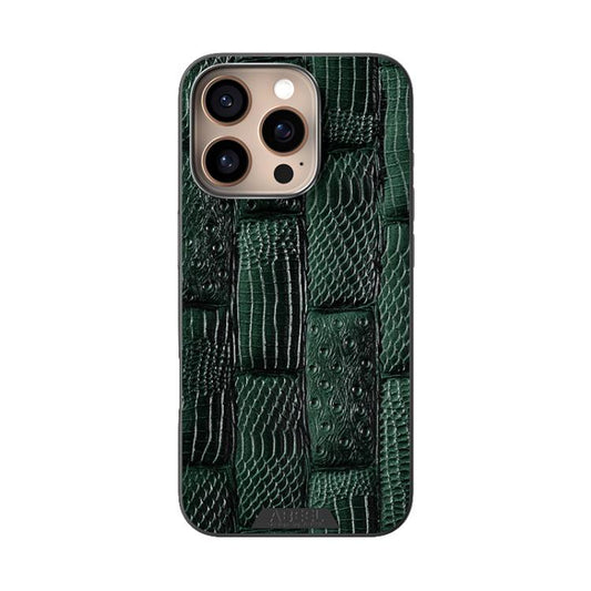 For iPhone 16 Pro ABEEL Beast Pattern 6D Micro-Embossed MagSafe Genuine Leather Phone Case(Green) - iPhone 16 Pro Cases by buy2fix | Online Shopping UK | buy2fix