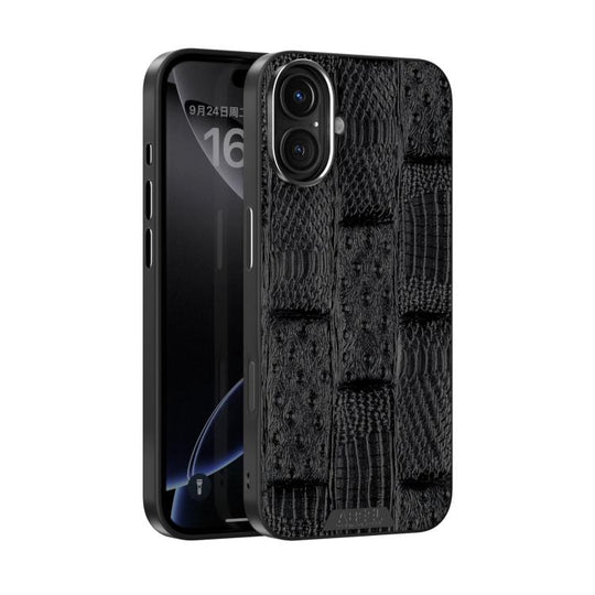 For iPhone 16 Plus ABEEL Beast Pattern 6D Micro-Embossed MagSafe Genuine Leather Phone Case(Black)