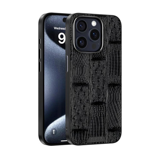 For iPhone 15 Pro Max ABEEL Beast Pattern 6D Micro-Embossed MagSafe Genuine Leather Phone Case(Black) - iPhone 15 Pro Max Cases by buy2fix | Online Shopping UK | buy2fix