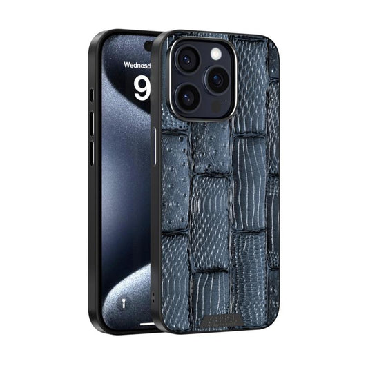 For iPhone 15 Pro ABEEL Beast Pattern 6D Micro-Embossed MagSafe Genuine Leather Phone Case(Blue) - iPhone 15 Pro Cases by buy2fix | Online Shopping UK | buy2fix