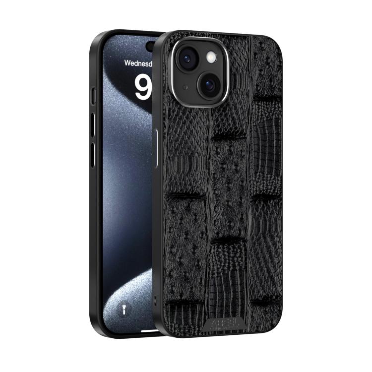 For iPhone 14 ABEEL Beast Pattern 6D Micro-Embossed MagSafe Genuine Leather Phone Case(Black) - iPhone 14 Cases by buy2fix | Online Shopping UK | buy2fix