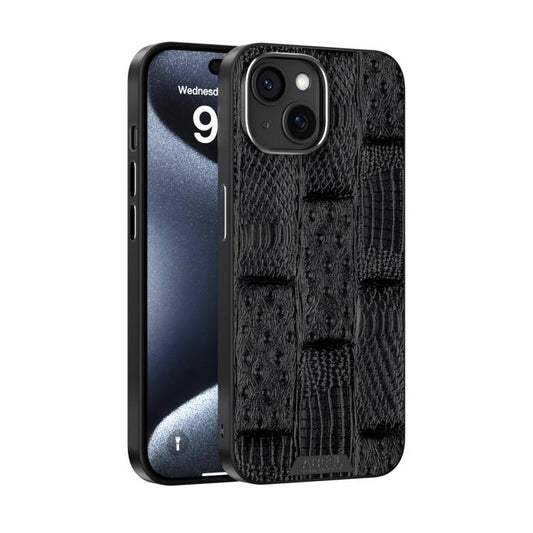 For iPhone 14 ABEEL Beast Pattern 6D Micro-Embossed MagSafe Genuine Leather Phone Case(Black) - iPhone 14 Cases by buy2fix | Online Shopping UK | buy2fix