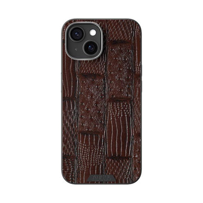 For iPhone 14 ABEEL Beast Pattern 6D Micro-Embossed MagSafe Genuine Leather Phone Case(Brown) - iPhone 14 Cases by buy2fix | Online Shopping UK | buy2fix
