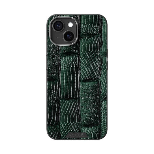 For iPhone 14 ABEEL Beast Pattern 6D Micro-Embossed MagSafe Genuine Leather Phone Case(Green) - iPhone 14 Cases by buy2fix | Online Shopping UK | buy2fix