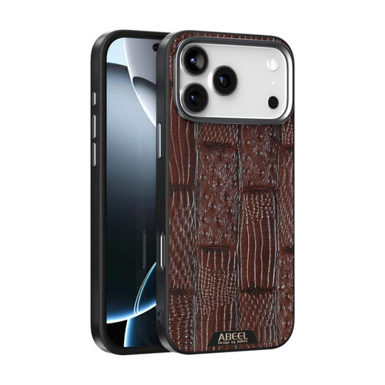 For iPhone 18 Pro Max / 17 Pro Max ABEEL Beast Pattern 6D Micro-Embossed MagSafe Genuine Leather Phone Case(Brown)