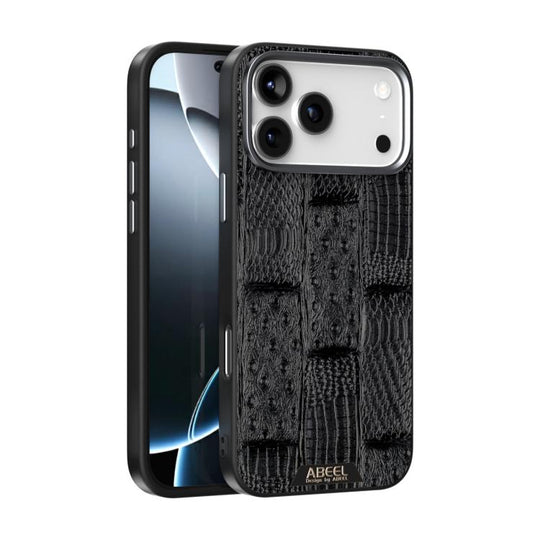 For iPhone 18 Pro / 17 Pro ABEEL Beast Pattern 6D Micro-Embossed MagSafe Genuine Leather Phone Case(Black)