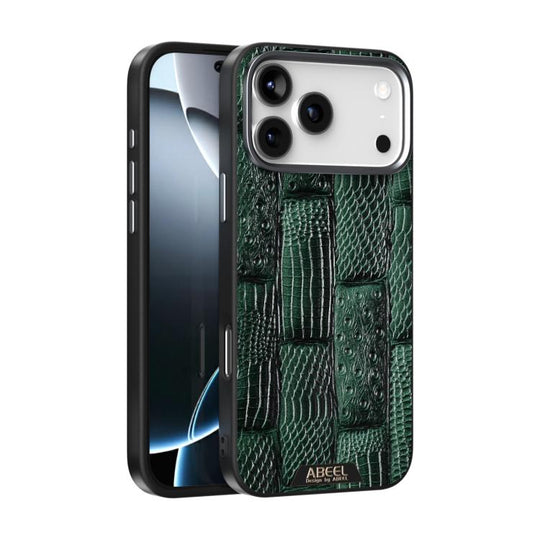 For iPhone 18 Pro / 17 Pro ABEEL Beast Pattern 6D Micro-Embossed MagSafe Genuine Leather Phone Case(Green)