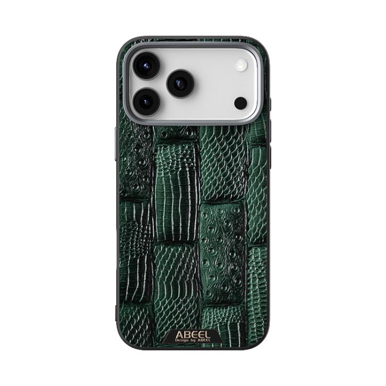For iPhone 17 Pro ABEEL Beast Pattern 6D Micro-Embossed MagSafe Genuine Leather Phone Case(Green) - iPhone 17 Pro Cases by buy2fix | Online Shopping UK | buy2fix