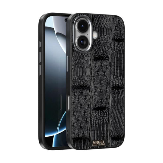 For iPhone 17 ABEEL Beast Pattern 6D Micro-Embossed MagSafe Genuine Leather Phone Case(Black)
