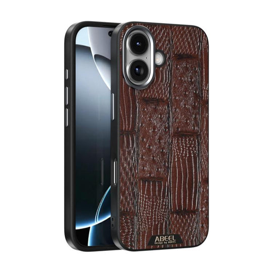 For iPhone 17 ABEEL Beast Pattern 6D Micro-Embossed MagSafe Genuine Leather Phone Case(Brown)