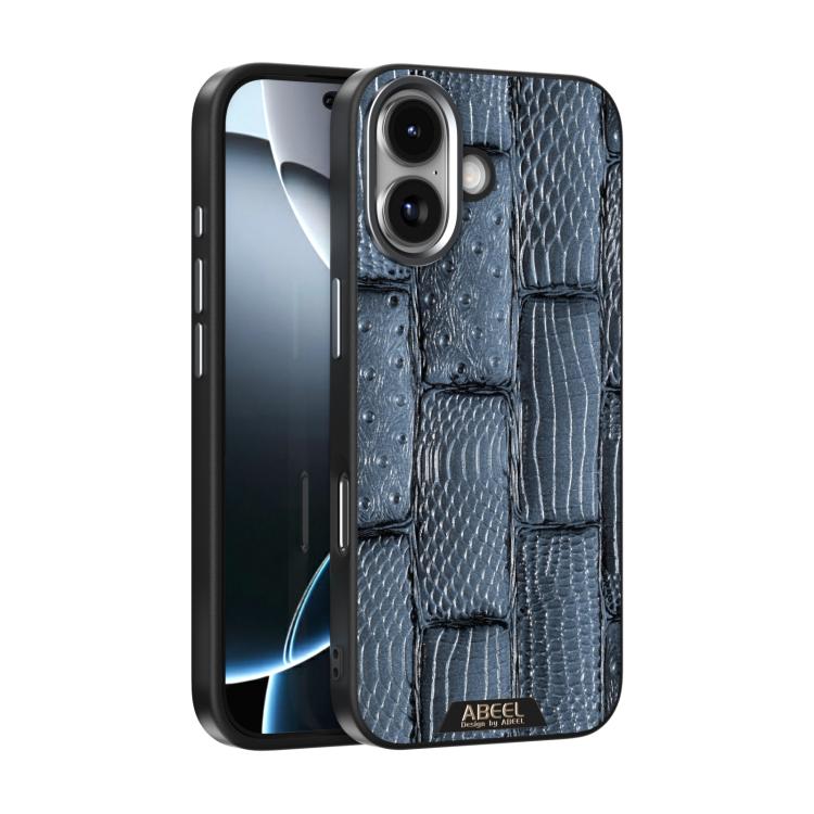 For iPhone 17 ABEEL Beast Pattern 6D Micro-Embossed MagSafe Genuine Leather Phone Case(Blue) - iPhone 17 Cases by buy2fix | Online Shopping UK | buy2fix