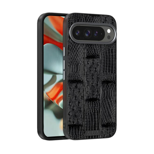 For Google Pixel 10 Pro XL ABEEL Beast Pattern 6D Micro-Embossed MagSafe Genuine Leather Phone Case(Black)