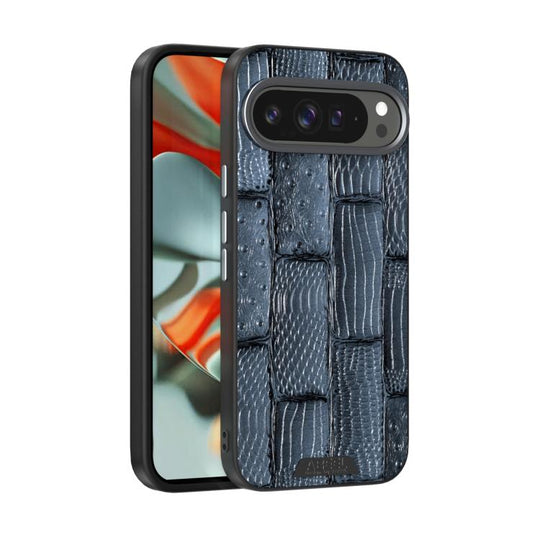 For Google Pixel 10 Pro XL ABEEL Beast Pattern 6D Micro-Embossed MagSafe Genuine Leather Phone Case(Blue)