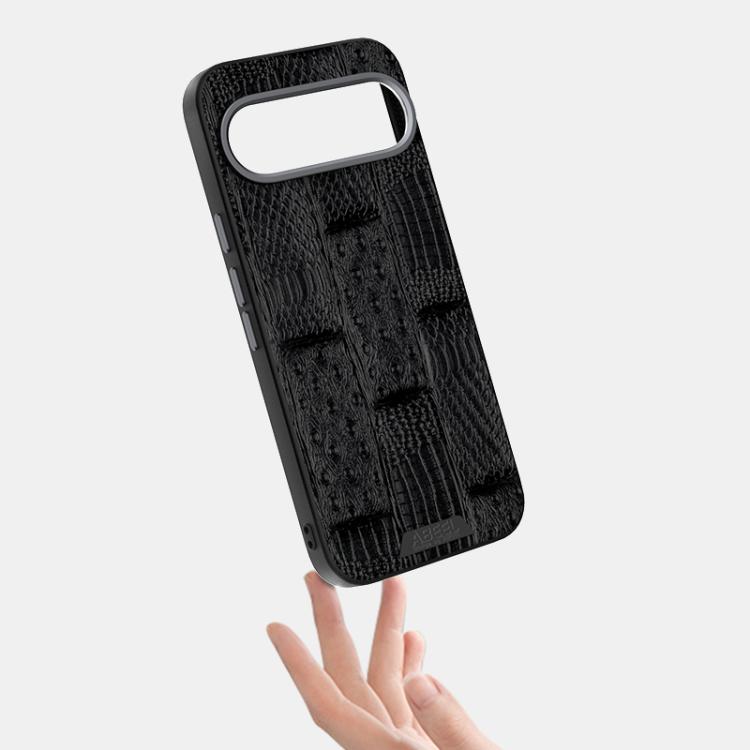 For Google Pixel 10 / 10 Pro ABEEL Beast Pattern 6D Micro-Embossed MagSafe Genuine Leather Phone Case(Black) - Google Cases by buy2fix | Online Shopping UK | buy2fix