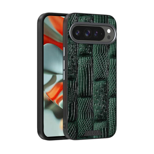For Google Pixel 10 / 10 Pro ABEEL Beast Pattern 6D Micro-Embossed MagSafe Genuine Leather Phone Case(Green)