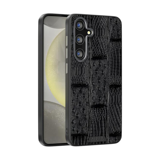 For Samsung Galaxy S25 FE 5G ABEEL Beast Pattern 6D Micro-Embossed MagSafe Genuine Leather Phone Case(Black)
