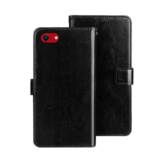 For iPhone 16e idewei Crazy Horse Texture Leather Phone Case(Black) - iPhone 16e Cases by idewei | Online Shopping UK | buy2fix