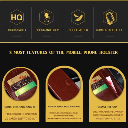 For iPhone 16e idewei Crazy Horse Texture Leather Phone Case(Red) - iPhone 16e Cases by idewei | Online Shopping UK | buy2fix