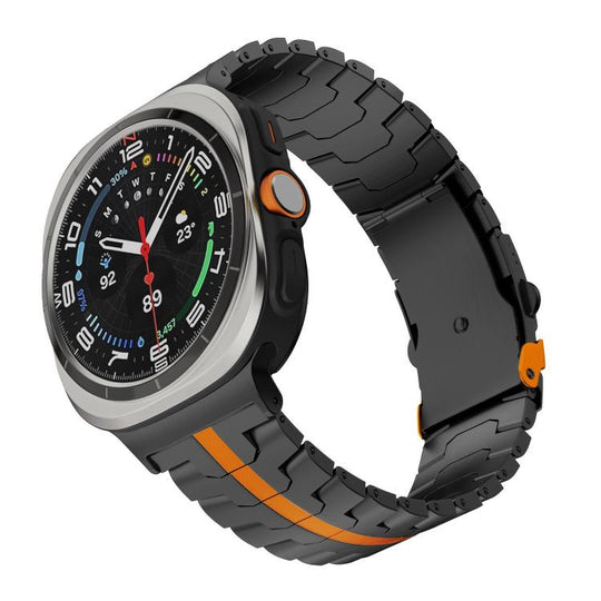 For Galaxy Watch Ultra2 2026 / 2025 / 1 2024 Split Safety Buckle Titanium Alloy Watch Band(Black Orange)