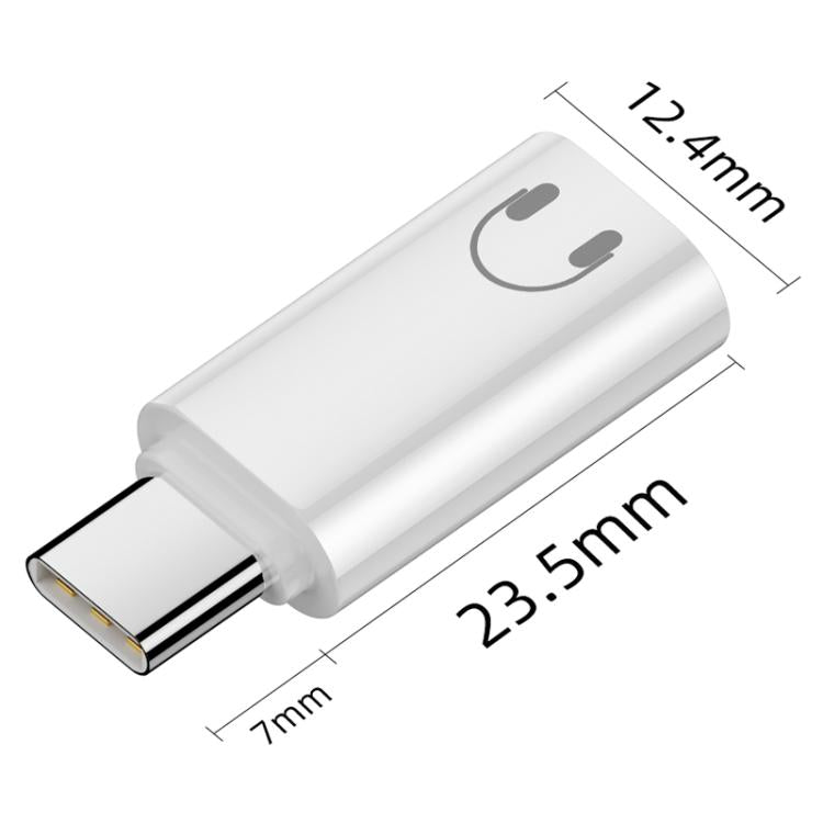 Type-C Male to 8 Pin Female Hi-Fi Audio Earphone Adapter(White) - Earphone Adapter by buy2fix | Online Shopping UK | buy2fix