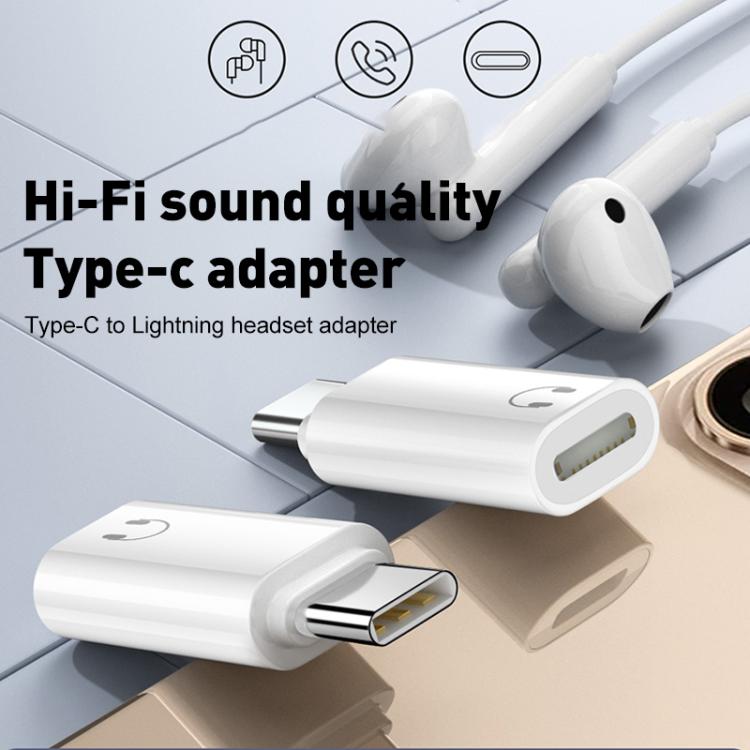 Type-C Male to 8 Pin Female Hi-Fi Audio Earphone Adapter(White) - Earphone Adapter by buy2fix | Online Shopping UK | buy2fix