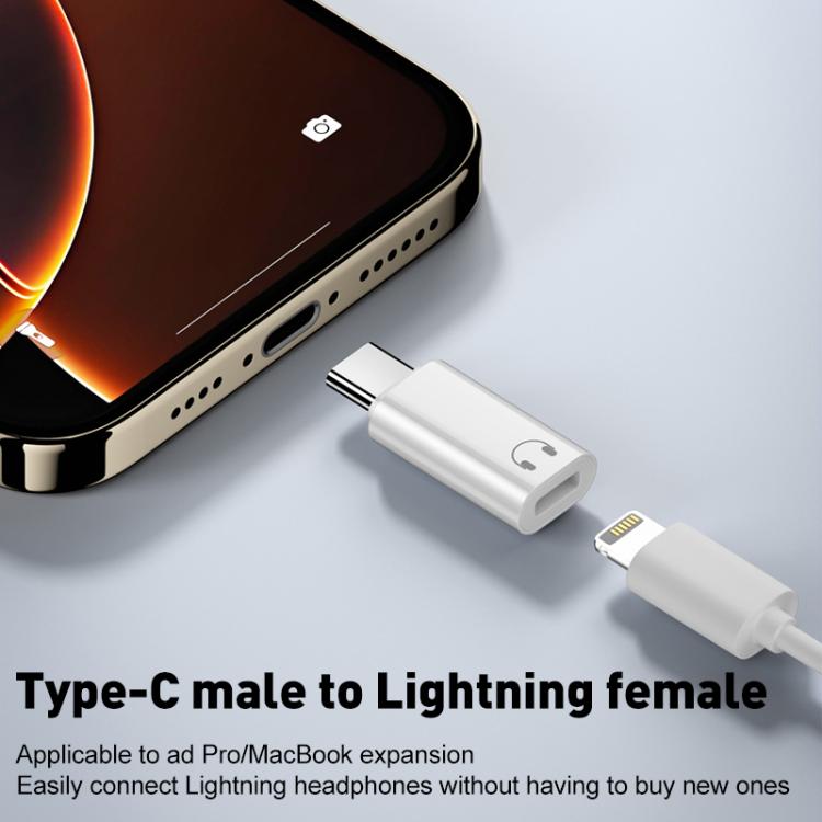 Type-C Male to 8 Pin Female Hi-Fi Audio Earphone Adapter(White) - Earphone Adapter by buy2fix | Online Shopping UK | buy2fix