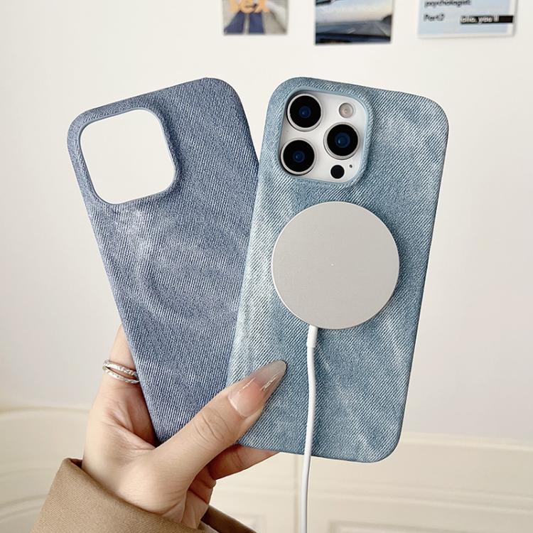 For iPhone 17 Denim MagSafe Magnetic PC + PU Phone Case(Grayish Blue) - iPhone 17 Cases by buy2fix | Online Shopping UK | buy2fix