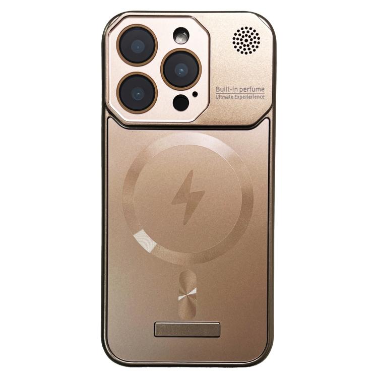 For iPhone 15 Pro Frameless Aromatherapy MagSafe Magnetic PC Phone Case(Gold) - iPhone 15 Pro Cases by buy2fix | Online Shopping UK | buy2fix