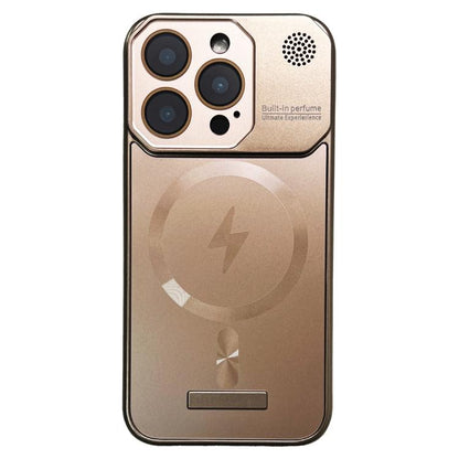 For iPhone 15 Pro Frameless Aromatherapy MagSafe Magnetic PC Phone Case(Gold) - iPhone 15 Pro Cases by buy2fix | Online Shopping UK | buy2fix