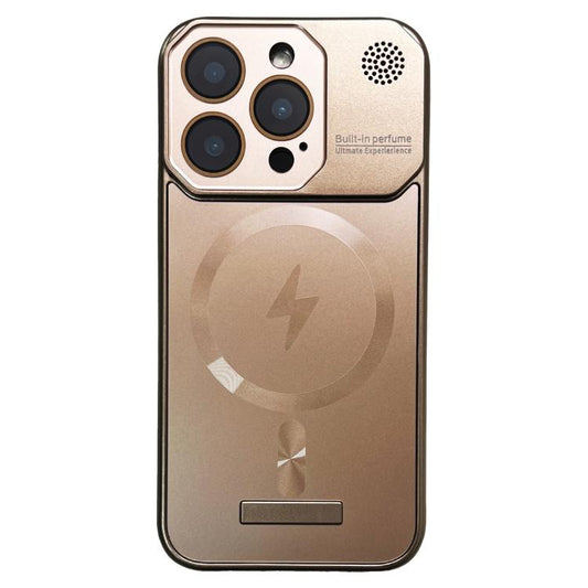 For iPhone 15 Pro Frameless Aromatherapy MagSafe Magnetic PC Phone Case(Gold) - iPhone 15 Pro Cases by buy2fix | Online Shopping UK | buy2fix