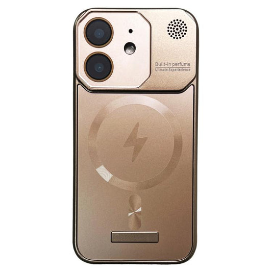 For iPhone 12 Frameless Aromatherapy MagSafe Magnetic PC Phone Case(Gold) - iPhone 12 / 12 Pro Cases by buy2fix | Online Shopping UK | buy2fix