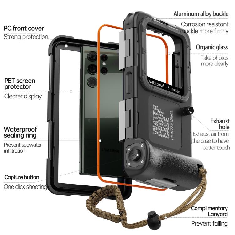 RedPepper 4th Generation Diving Protective Case, Waterproof depth: 15m(Black) - Waterproof Bag by RedPepper | Online Shopping UK | buy2fix