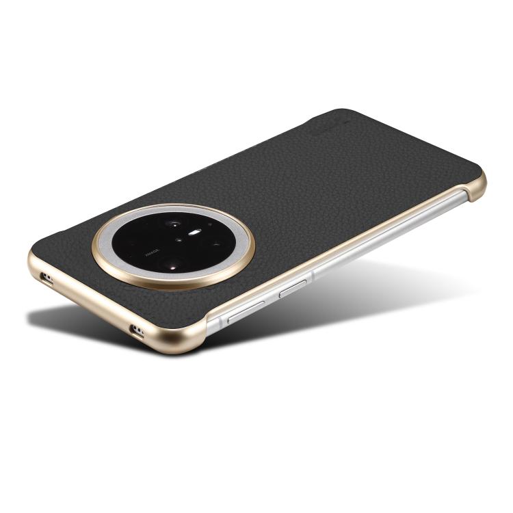 For Huawei Mate 60 Pro Denior A20 Genuine Leather Litchi Texture MagSafe Frameless Phone Case(Black) - Huawei Cases by Denior | Online Shopping UK | buy2fix