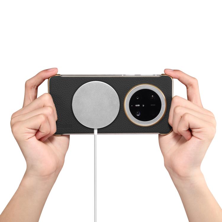 For Huawei Mate 60 Pro Denior A20 Genuine Leather Litchi Texture MagSafe Frameless Phone Case(Black) - Huawei Cases by Denior | Online Shopping UK | buy2fix