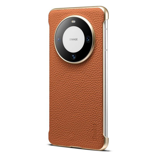 For Huawei Mate 60 Pro Denior A20 Genuine Leather Litchi Texture MagSafe Frameless Phone Case(Brown) - Huawei Cases by Denior | Online Shopping UK | buy2fix