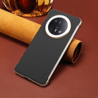For Huawei Mate 70 Pro Denior A20 Genuine Leather Litchi Texture MagSafe Frameless Phone Case(Black) - Huawei Cases by Denior | Online Shopping UK | buy2fix
