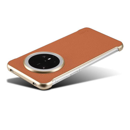 For Huawei Mate 70 Pro Denior A20 Genuine Leather Litchi Texture MagSafe Frameless Phone Case(Brown) - Huawei Cases by Denior | Online Shopping UK | buy2fix
