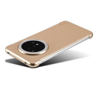 For Huawei Mate 70 Pro Denior A20 Genuine Leather Litchi Texture MagSafe Frameless Phone Case(Khaki) - Huawei Cases by Denior | Online Shopping UK | buy2fix