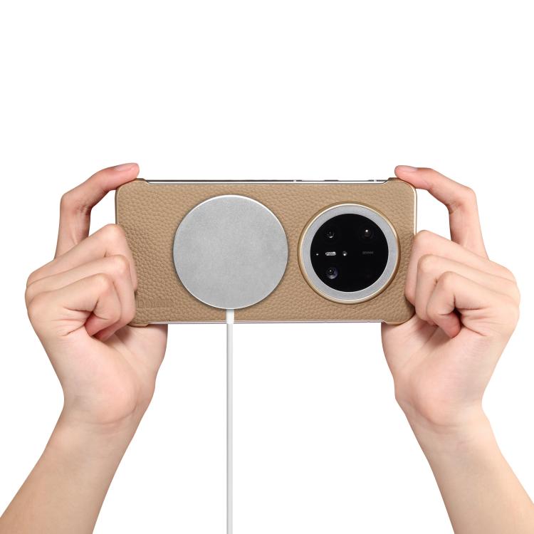 For Huawei Mate 70 Pro Denior A20 Genuine Leather Litchi Texture MagSafe Frameless Phone Case(Khaki) - Huawei Cases by Denior | Online Shopping UK | buy2fix