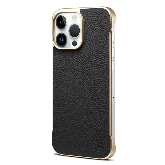 For iPhone 16 Pro Denior A20 Genuine Leather Litchi Texture MagSafe Frameless Phone Case(Black) - iPhone 16 Pro Cases by Denior | Online Shopping UK | buy2fix