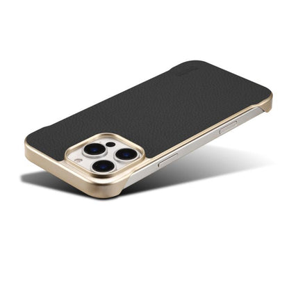 For iPhone 16 Pro Denior A20 Genuine Leather Litchi Texture MagSafe Frameless Phone Case(Black) - iPhone 16 Pro Cases by Denior | Online Shopping UK | buy2fix