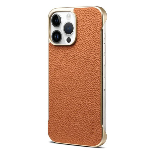 For iPhone 16 Pro Max Denior A20 Genuine Leather Litchi Texture MagSafe Frameless Phone Case(Brown) - iPhone 16 Pro Max Cases by Denior | Online Shopping UK | buy2fix