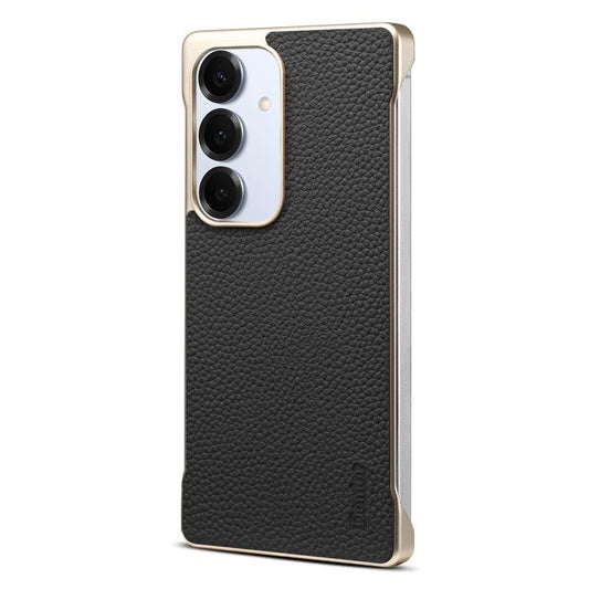 For Samsung Galaxy S25 5G Denior A20 Genuine Leather Litchi Texture MagSafe Frameless Phone Case(Black) - Galaxy S25 5G Cases by Denior | Online Shopping UK | buy2fix
