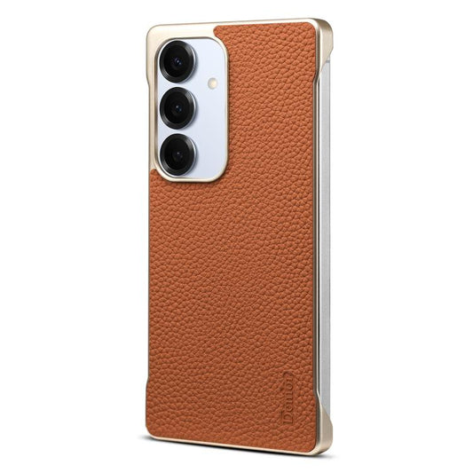 For Samsung Galaxy S25 5G Denior A20 Genuine Leather Litchi Texture MagSafe Frameless Phone Case(Brown) - Galaxy S25 5G Cases by Denior | Online Shopping UK | buy2fix