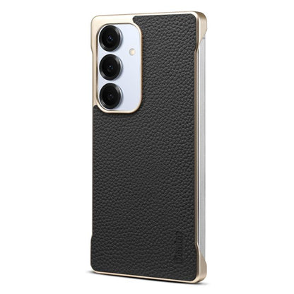 For Samsung Galaxy S25+ 5G Denior A20 Genuine Leather Litchi Texture MagSafe Frameless Phone Case(Black) - Galaxy S25+ 5G Cases by Denior | Online Shopping UK | buy2fix