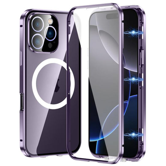For iPhone 16 Pro Max 360 Full Body Magnetic Frosted MagSafe Phone Case(Purple)
