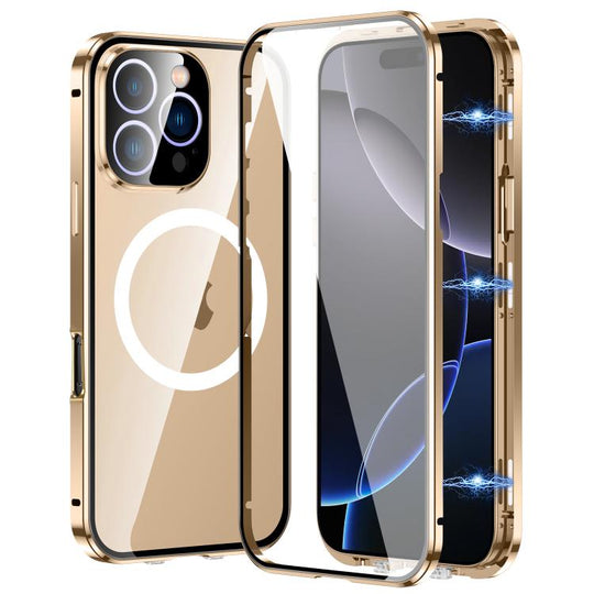 For iPhone 16 Pro 360 Full Body Magnetic Frosted MagSafe Phone Case(Desert Gold)